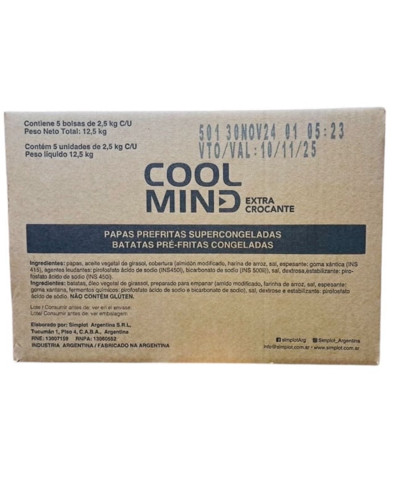 Papas fritas COOL MIND marca SIMPLOT ($2.800 + IVA bolsa de 2.5 kg)